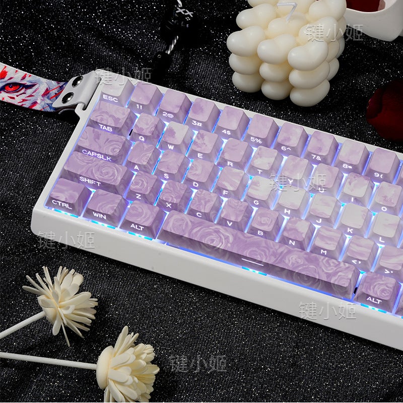 Rose Coast (Boxed) Keycaps Side-Engraved Translucent Personalized Pbt Five-Sided Dye-Sublimation Original Customized Gaming - Image 3